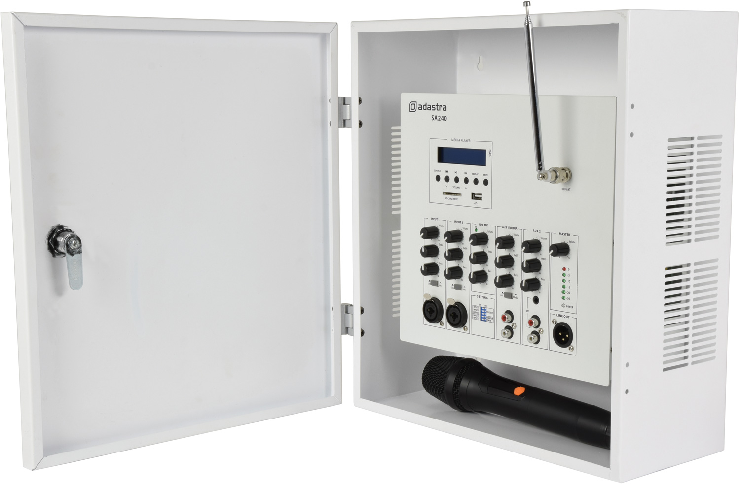SA-Series Secure Wall Amplifier 100V With UHF Mic And Media Player